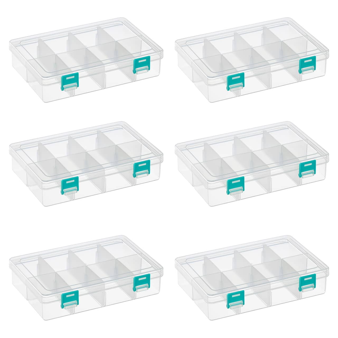 6 Pack: Clear 8-Compartment Storage Box by Bead Landing™